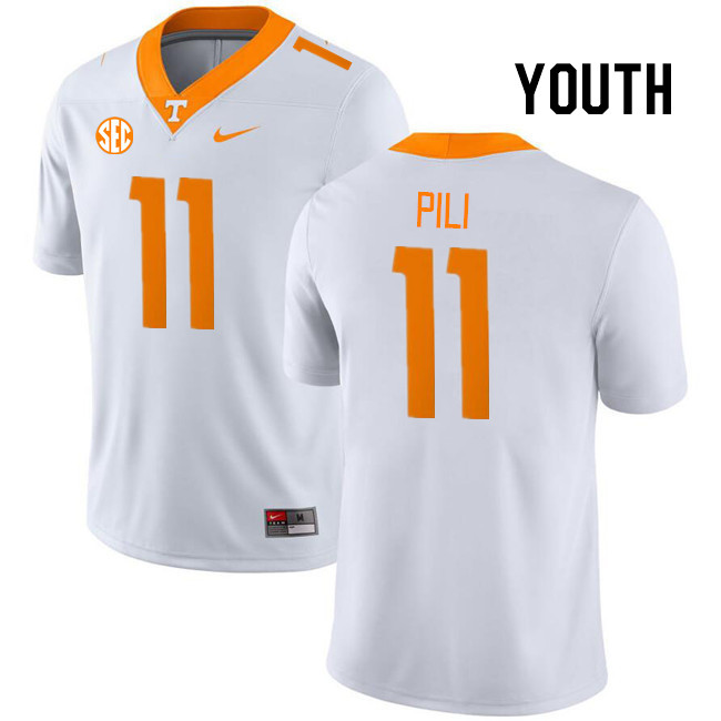 Youth #11 Keenan Pili Tennessee Volunteers College Football Jerseys Stitched Sale-White